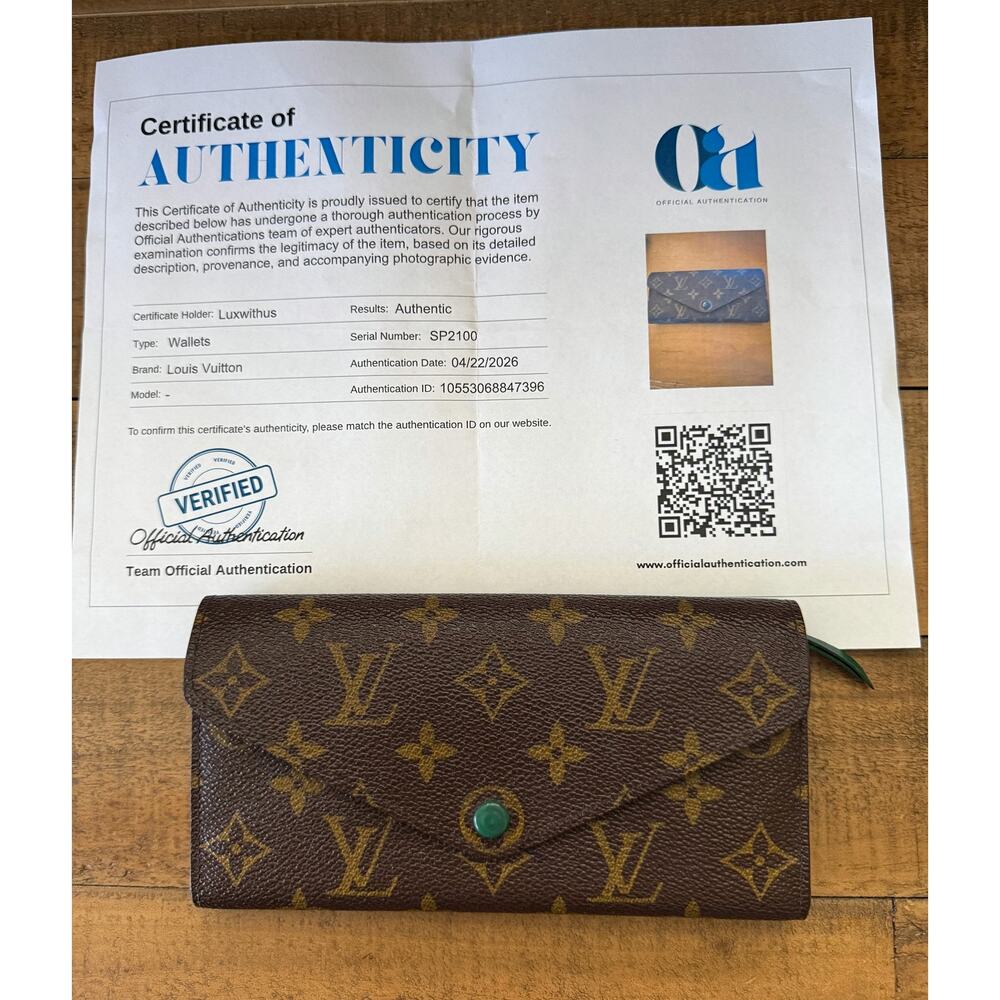 Louis Vuitton Josephine Wallet Brown Monogram Canvas Green France W/Box & COA - Picture 2 of 11